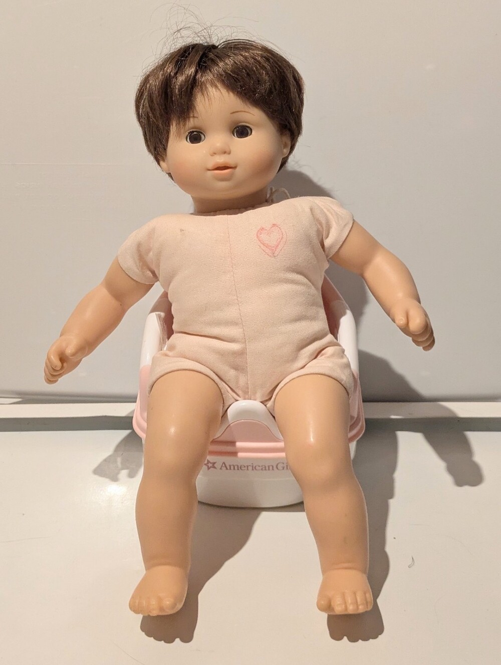 American Girl Bitty Baby Boy with Hair on Training Potty